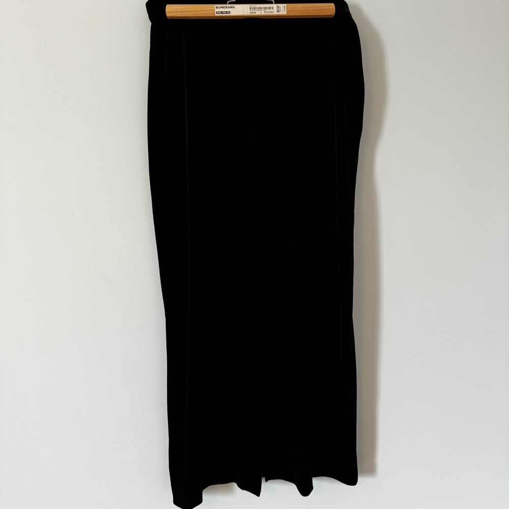 Selene black velvety Midi pencil Skirt-Rhinestone Bow Waist Evening Wear size L